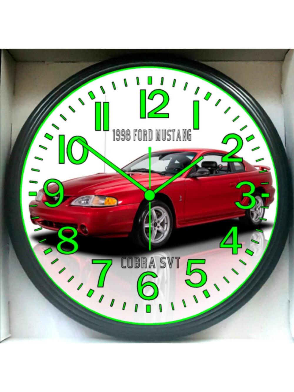 Wall Clock 1998 Ford Mustang Cobra Garage Shop Glow In The Dark Wall Clock New